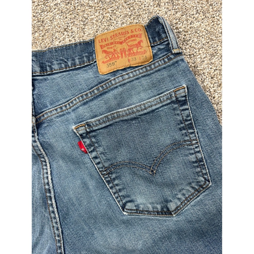 Levis 559 Relaxed Straight Jeans Mens 33x34 Medium Wash Blue Denim Pants #0779